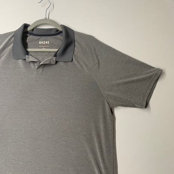 Rhone Polo Shirt Men Large Gray Commuter Short Sleeve Collar Performance - Picture 3 of 11
